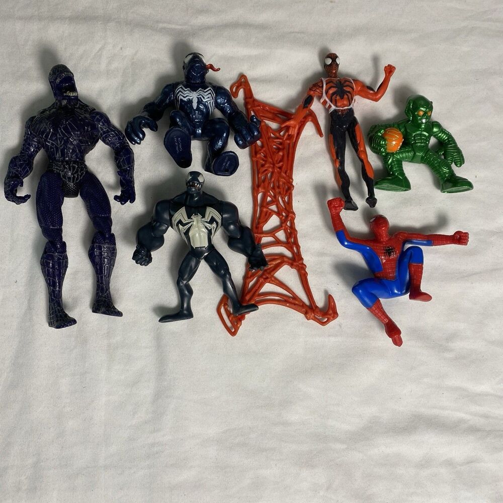 Marvel SPIDER MAN VENOM GREEN GOBLIN LOT ACTION FIGURES COLLECTABLE 7 PCs